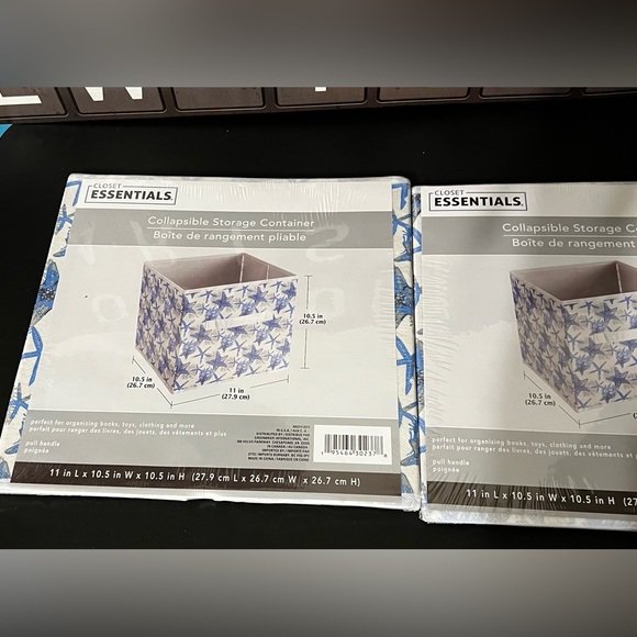 New Set of 2 Closet Essentials Collapsible Storage Containers Starfish Pattern - Picture 15 of 15